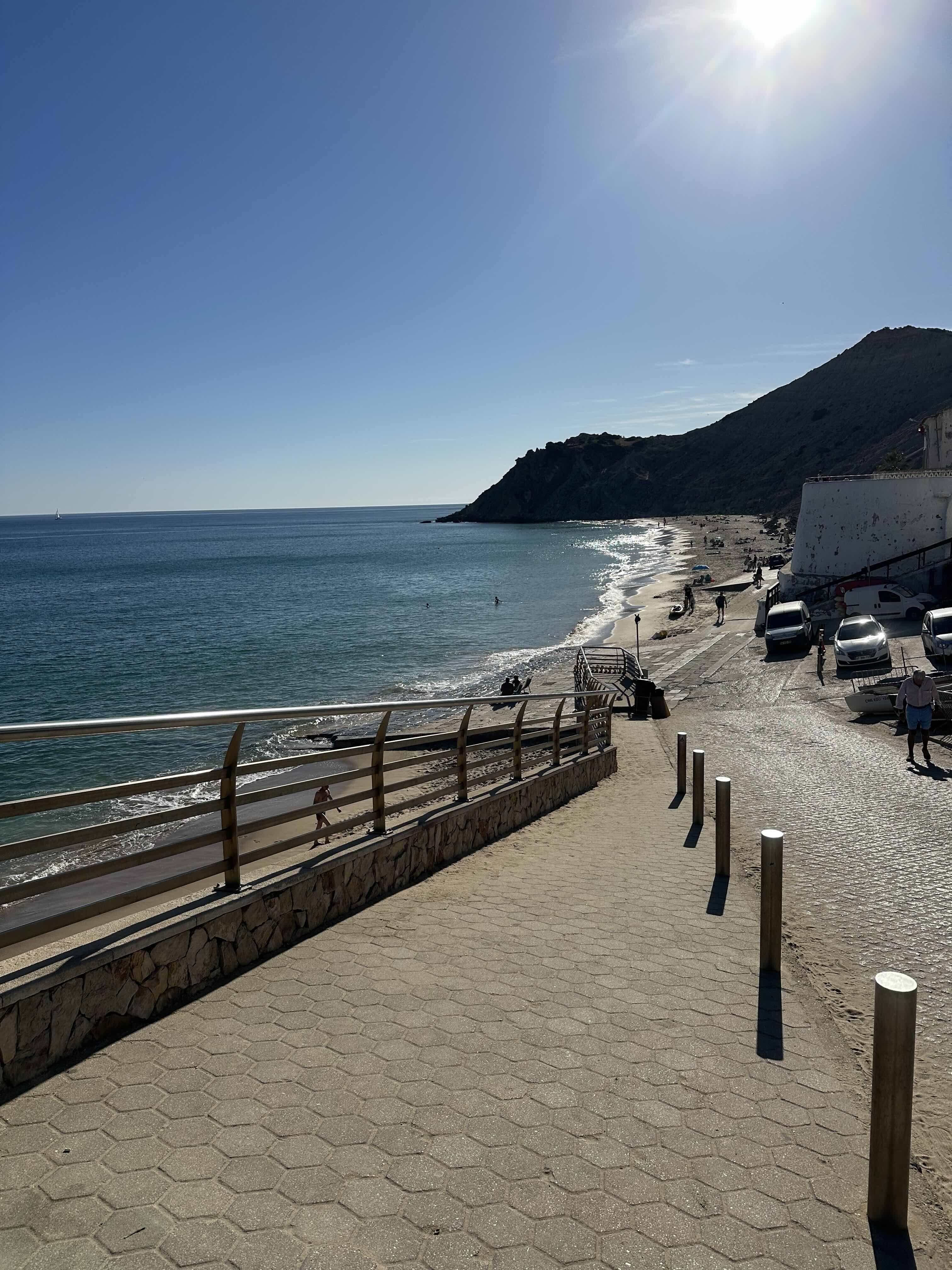 The promenade and sandy beach at Burgau