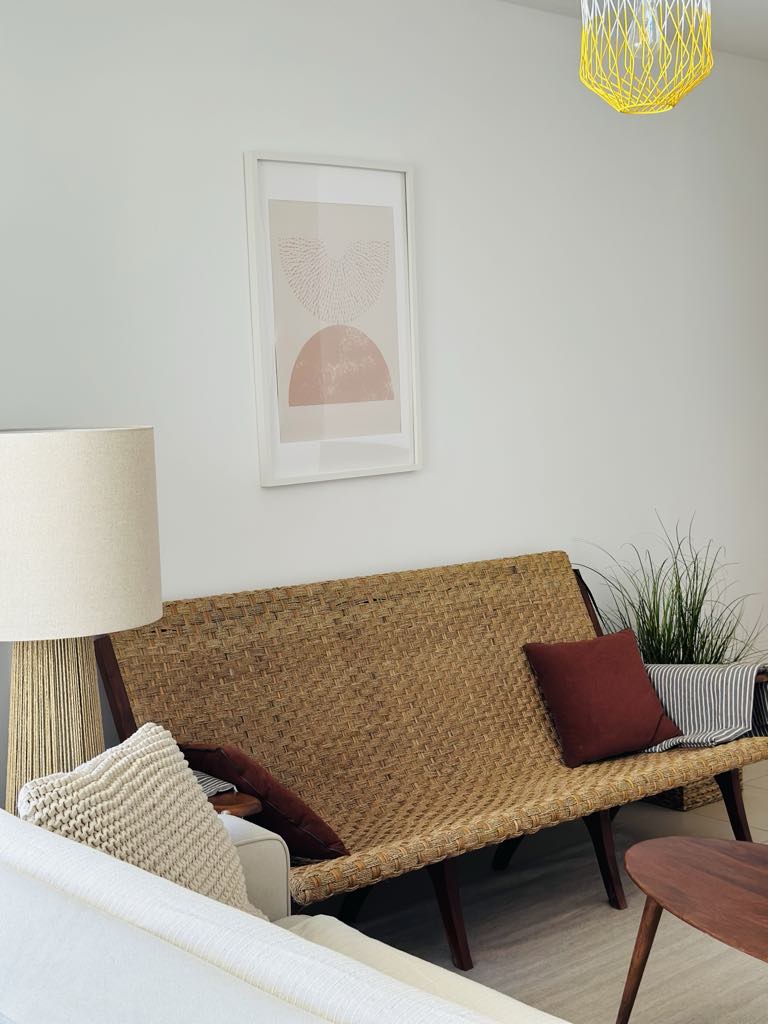 Casa Solaris living room with fireplace and dining area
